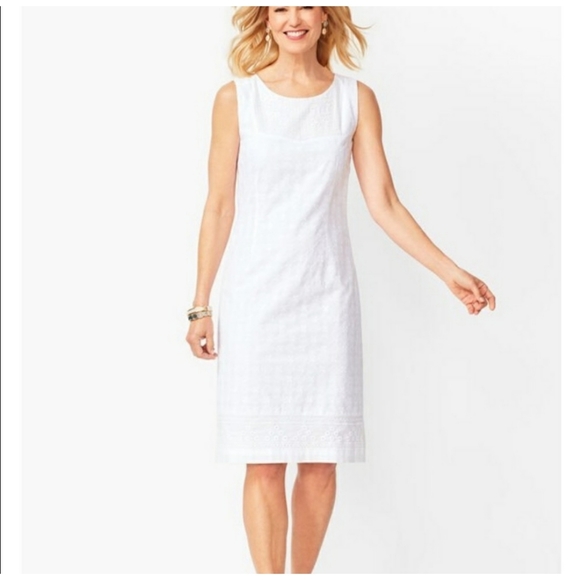 NEW Talbots Embroidered Eyelet Sheath Sleeveless White Dress sz 6P - Picture 16 of 16